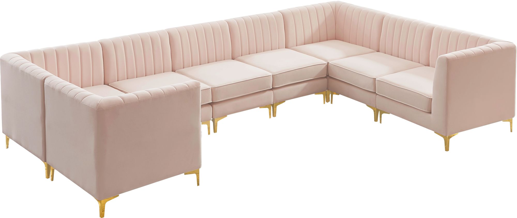 Alina 145" x 93" 8-Piece Velvet Modular Sectional