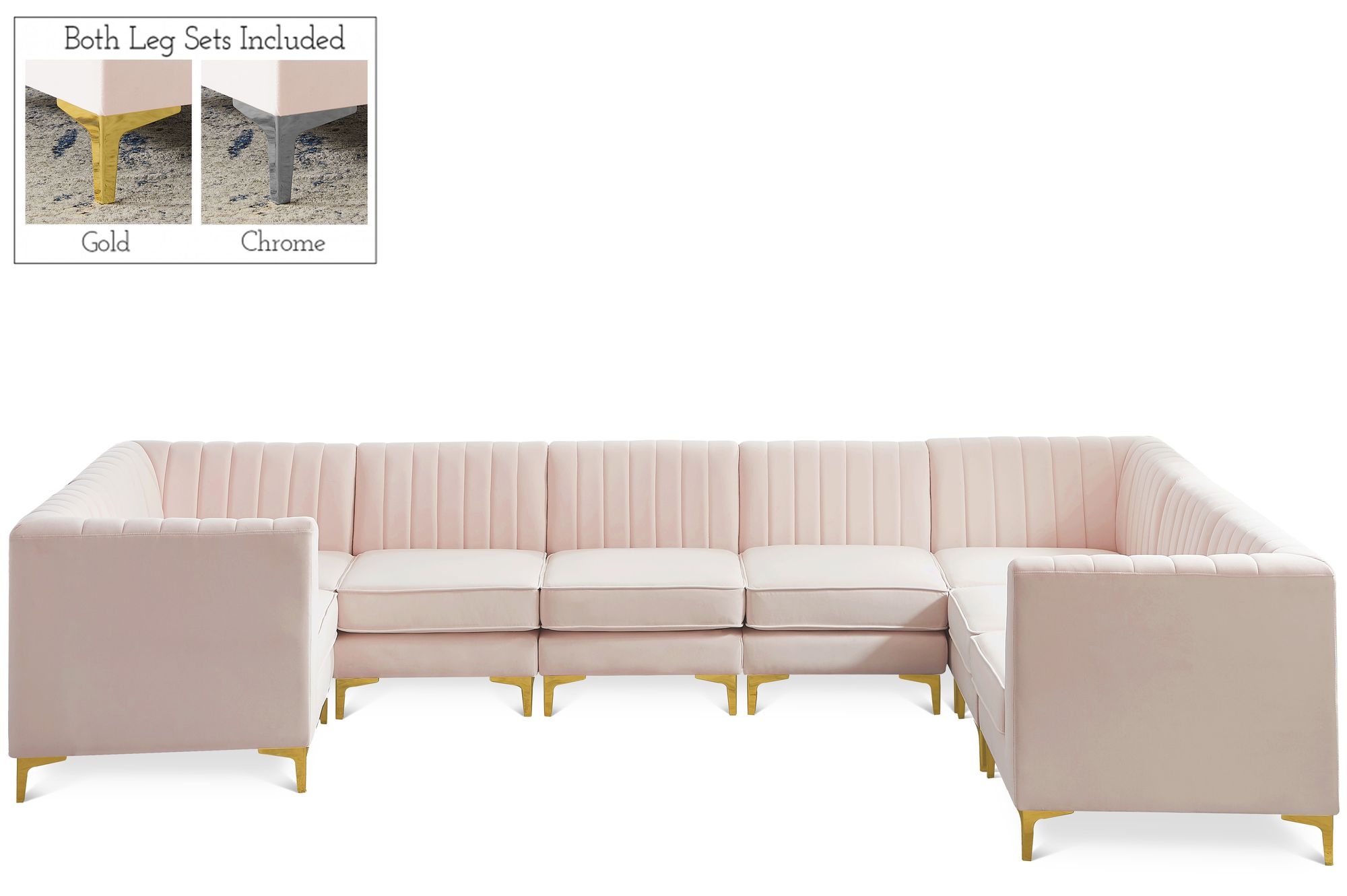 Alina 145" x 93" 8-Piece Velvet Modular Sectional
