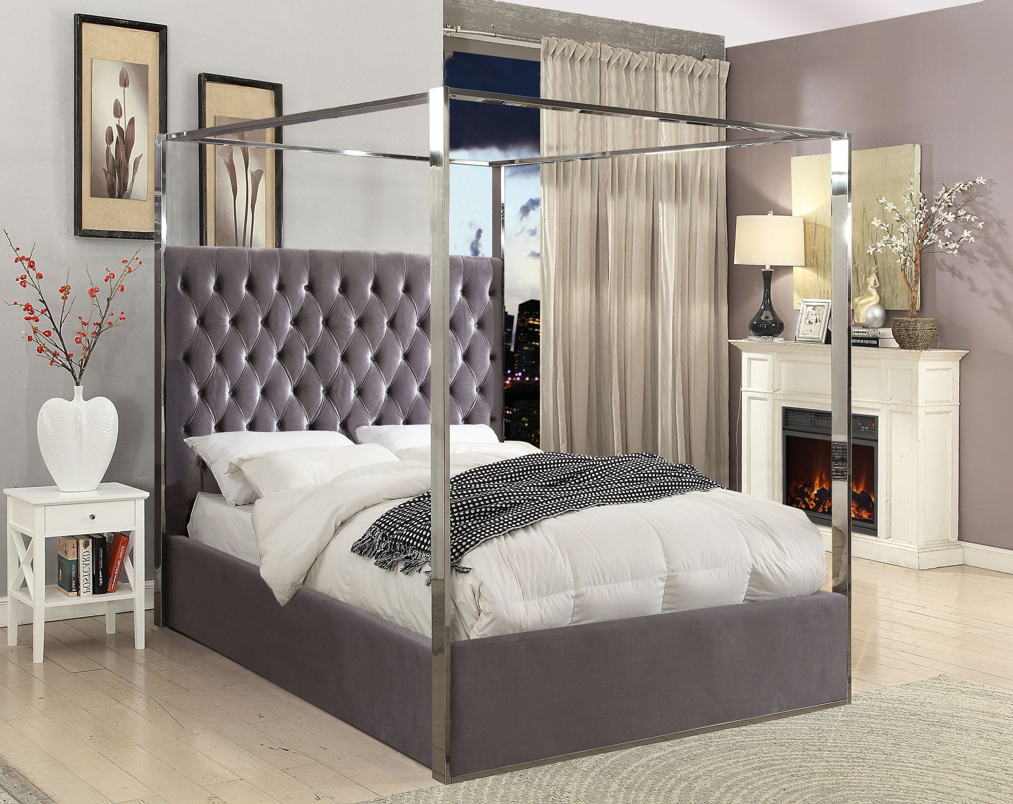 Porter Velvet Canopy Bed