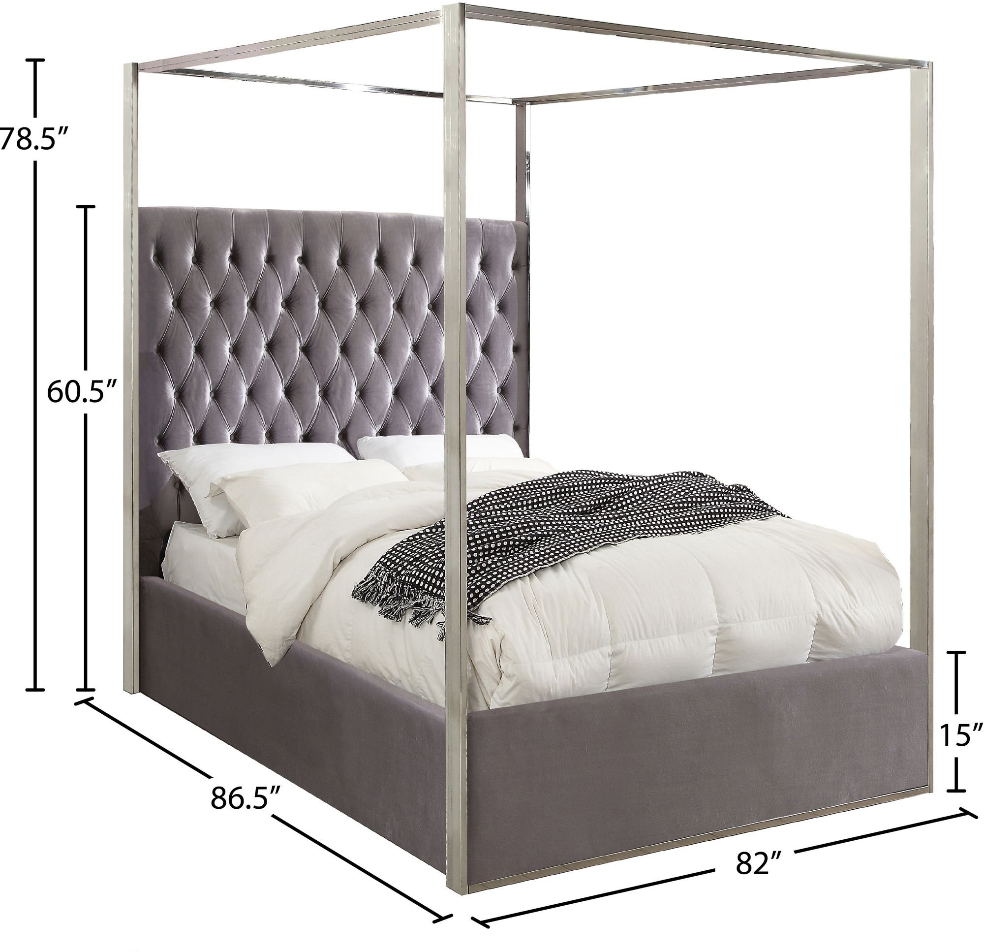 Porter Velvet King Size Canopy Bed