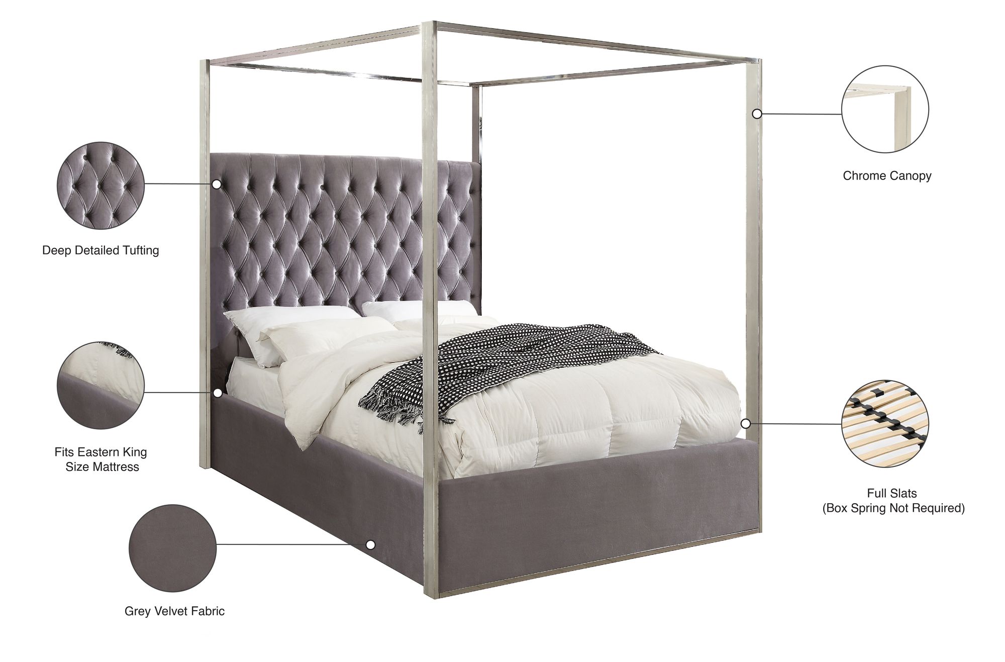 Porter Velvet King Size Canopy Bed