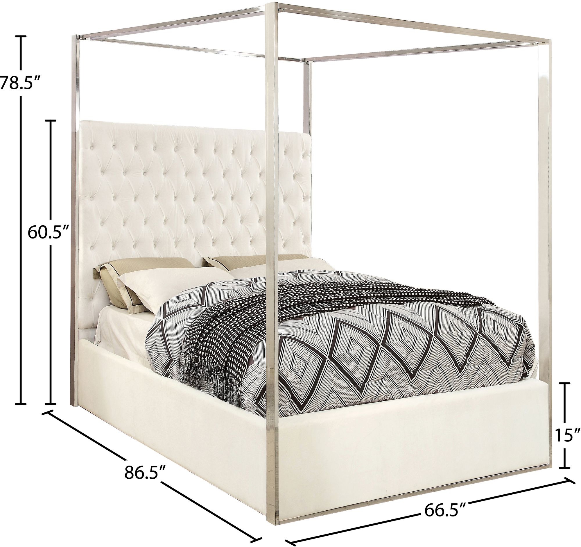 Porter Velvet Queen Size Canopy Bed
