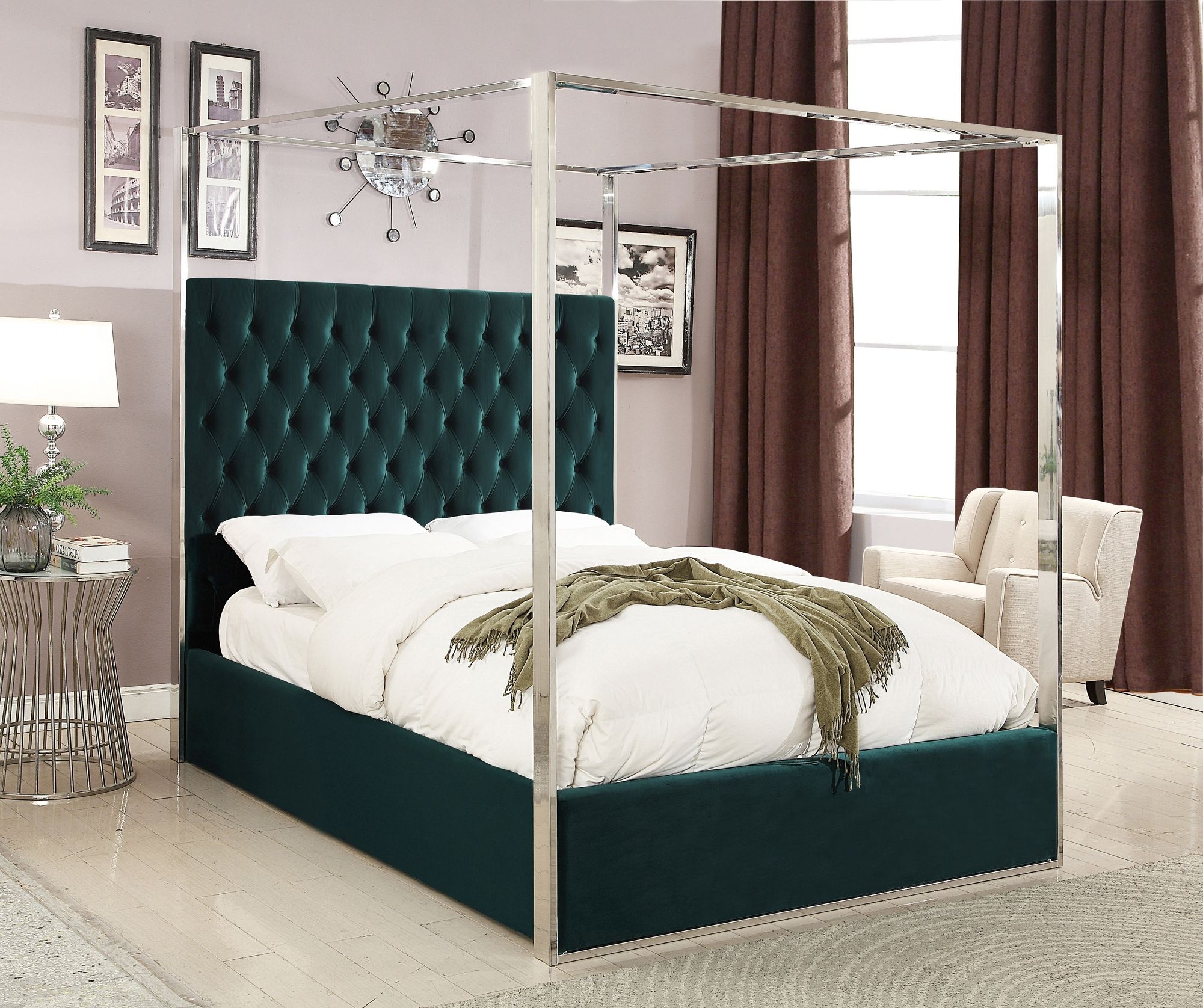 Porter Velvet Canopy Bed