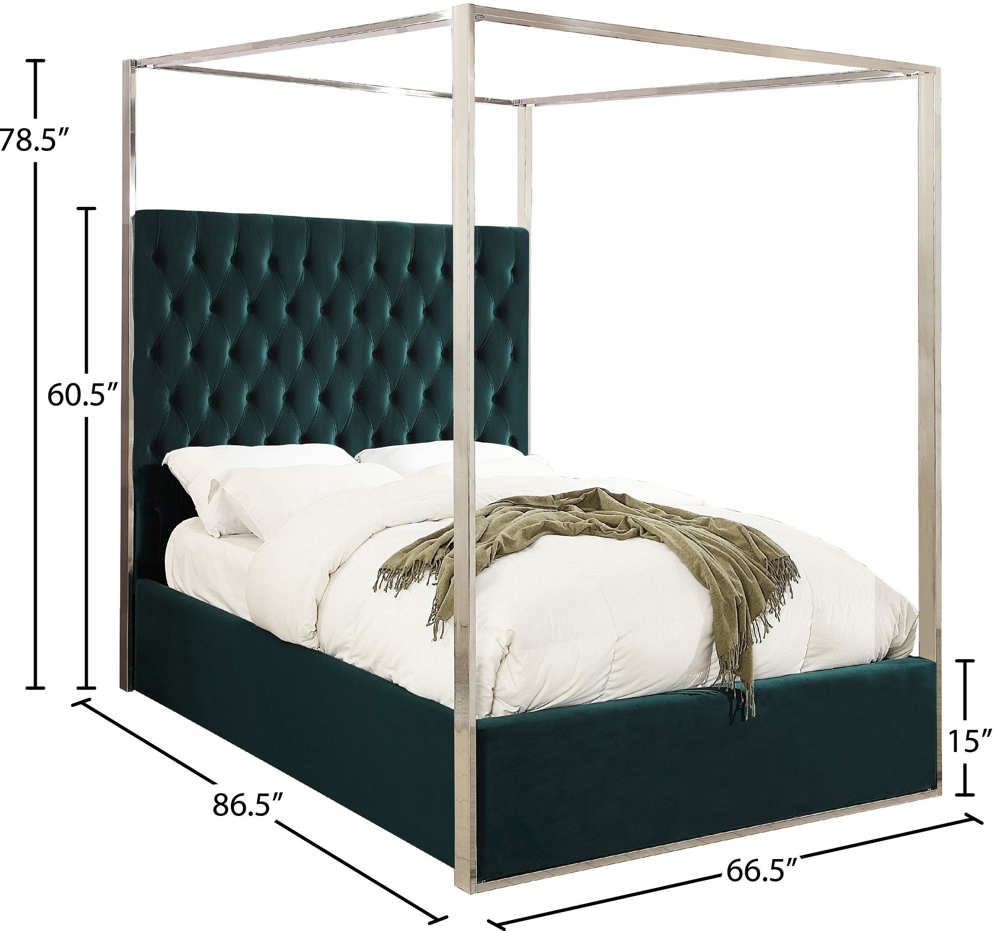 Porter Velvet Queen Size Canopy Bed