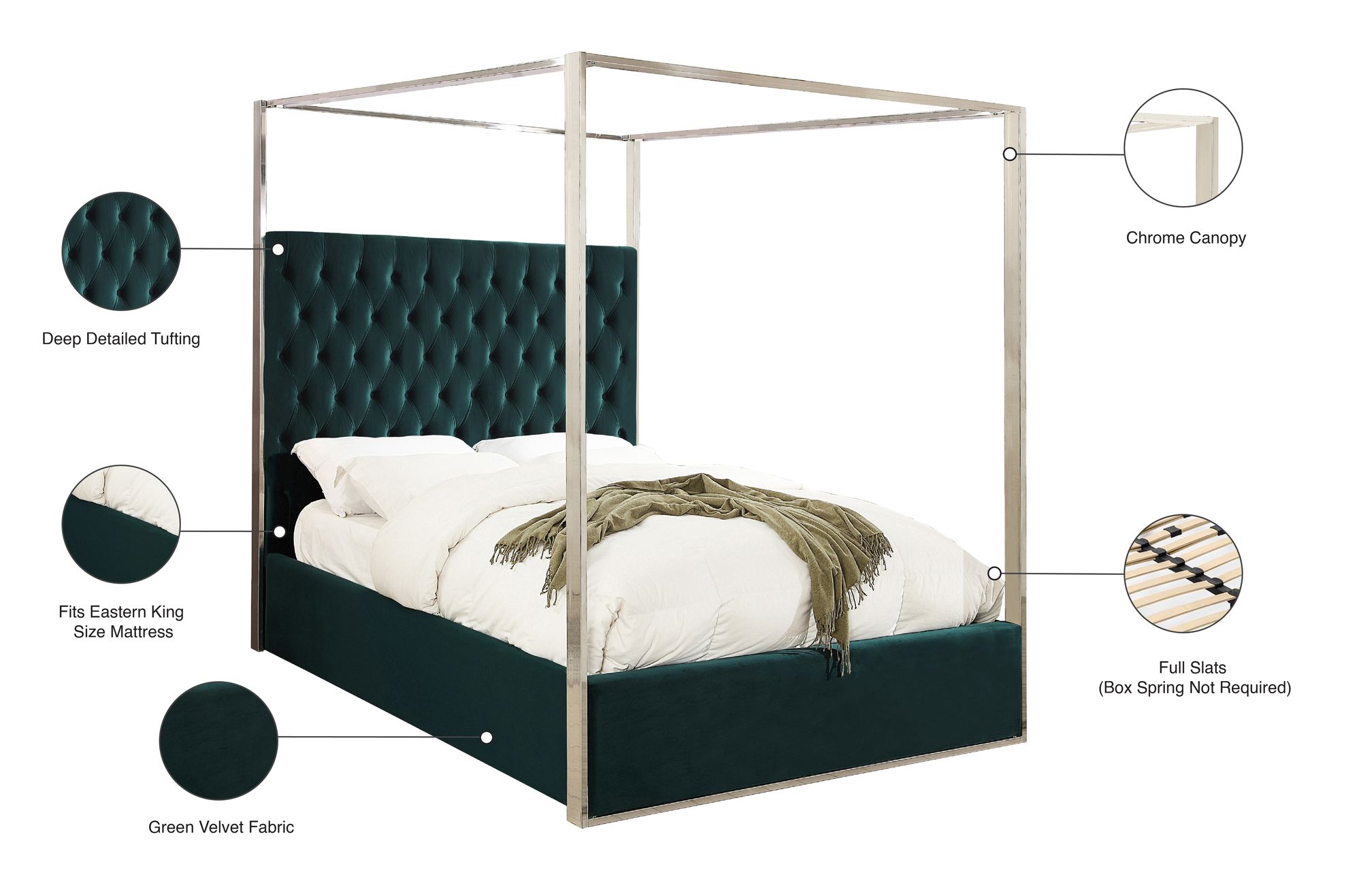 Porter Velvet King Size Canopy Bed