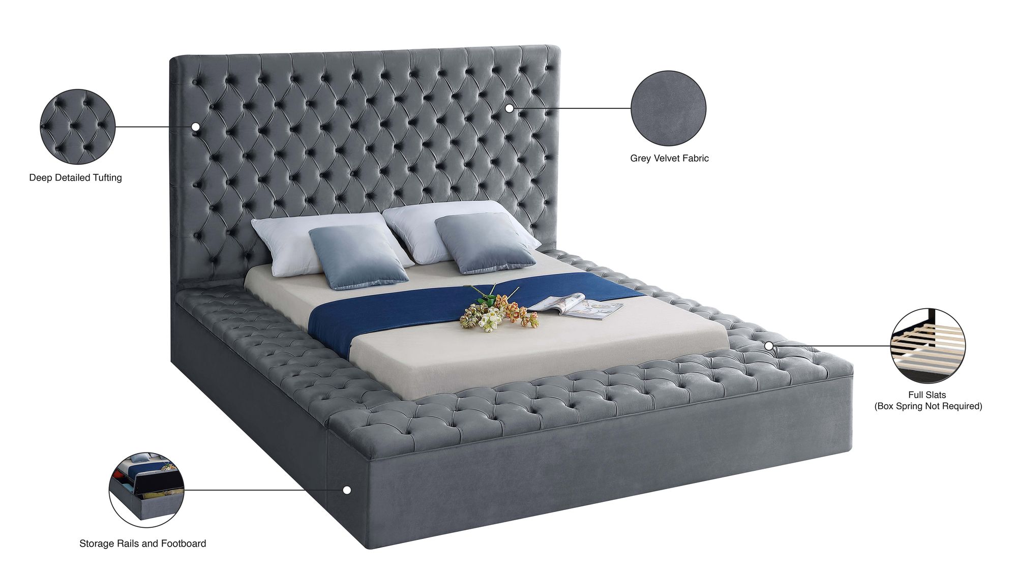 Bliss Velvet Queen Size Bed