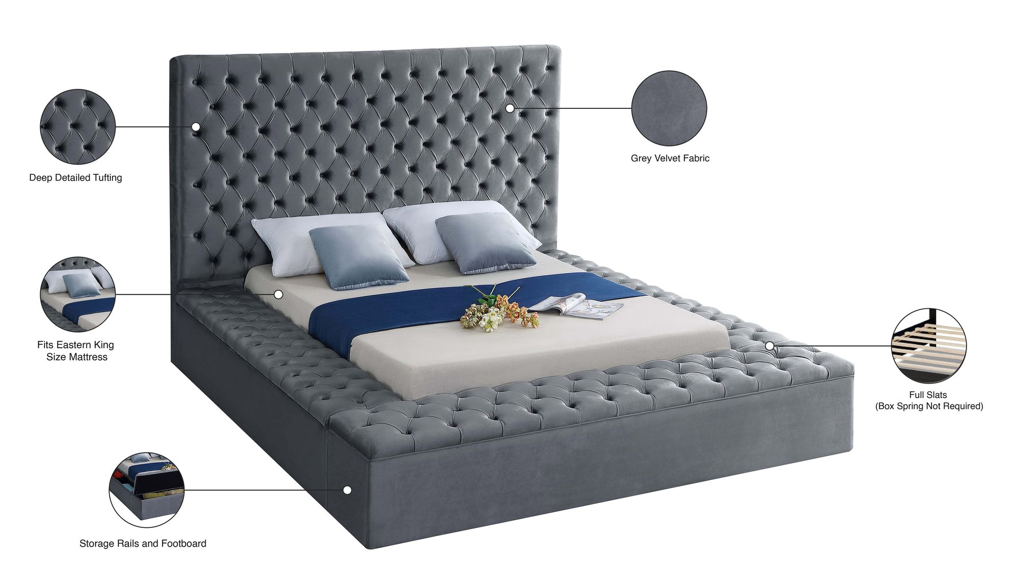 Bliss Velvet King Size Bed
