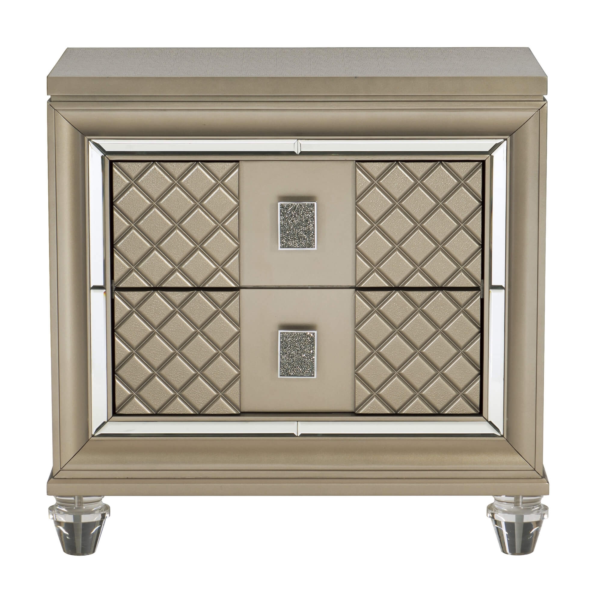 Loudon Leatherette/Mirrored/Wood Platform Bedroom Set w/ LED Lighting