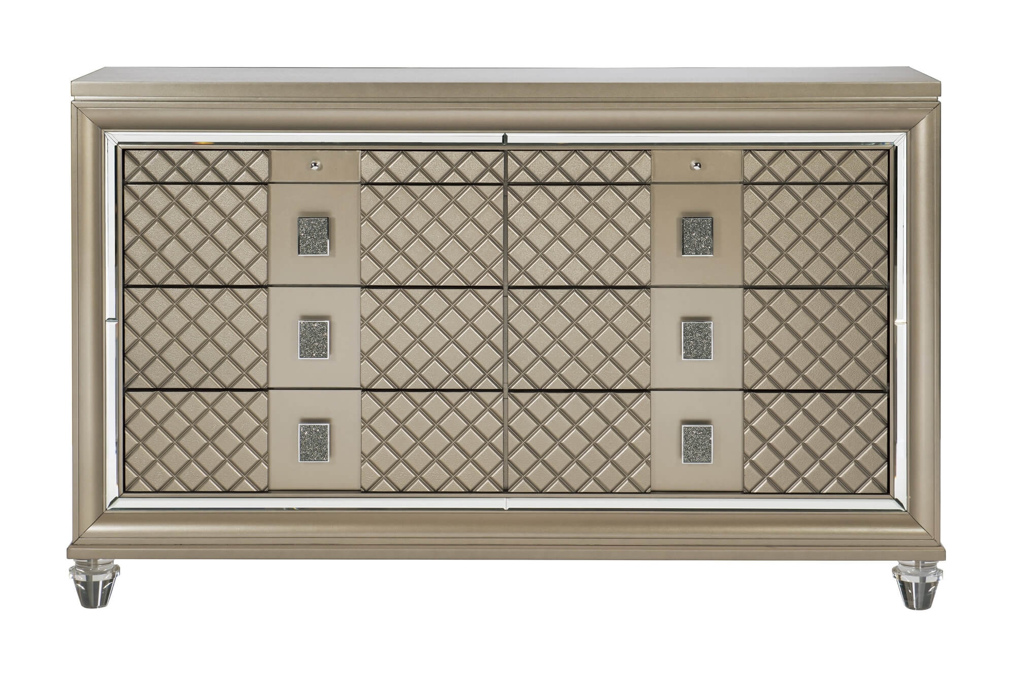 Loudon Leatherette/Mirrored/Wood Platform Bedroom Set w/ LED Lighting