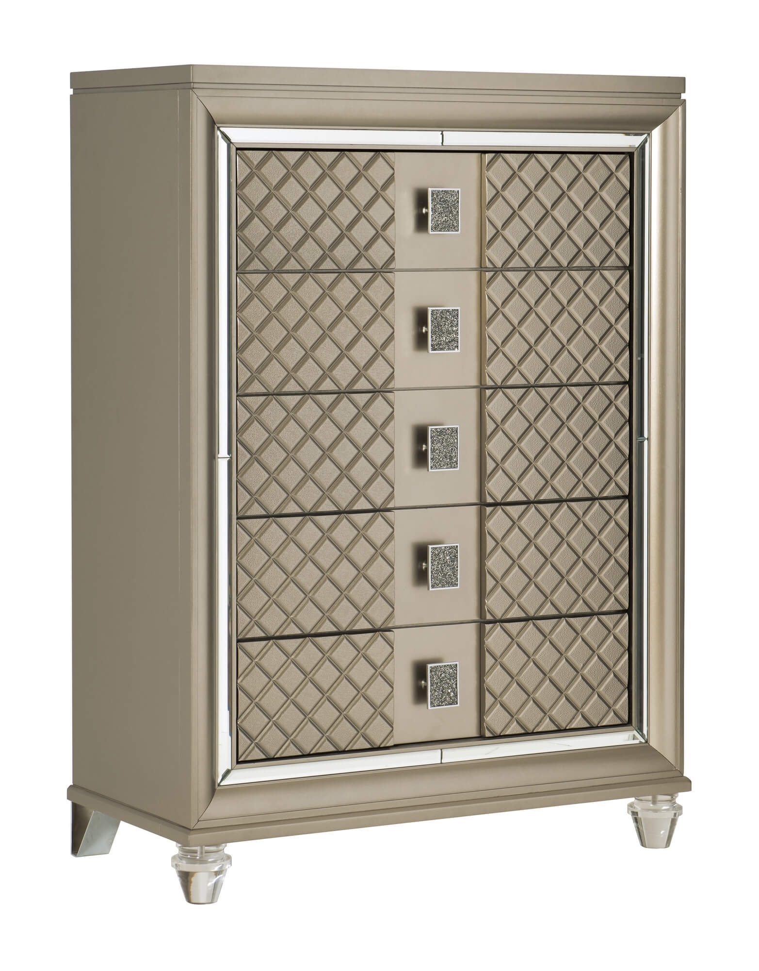 Loudon Leatherette/Mirrored/Wood Platform Bedroom Set w/ LED Lighting