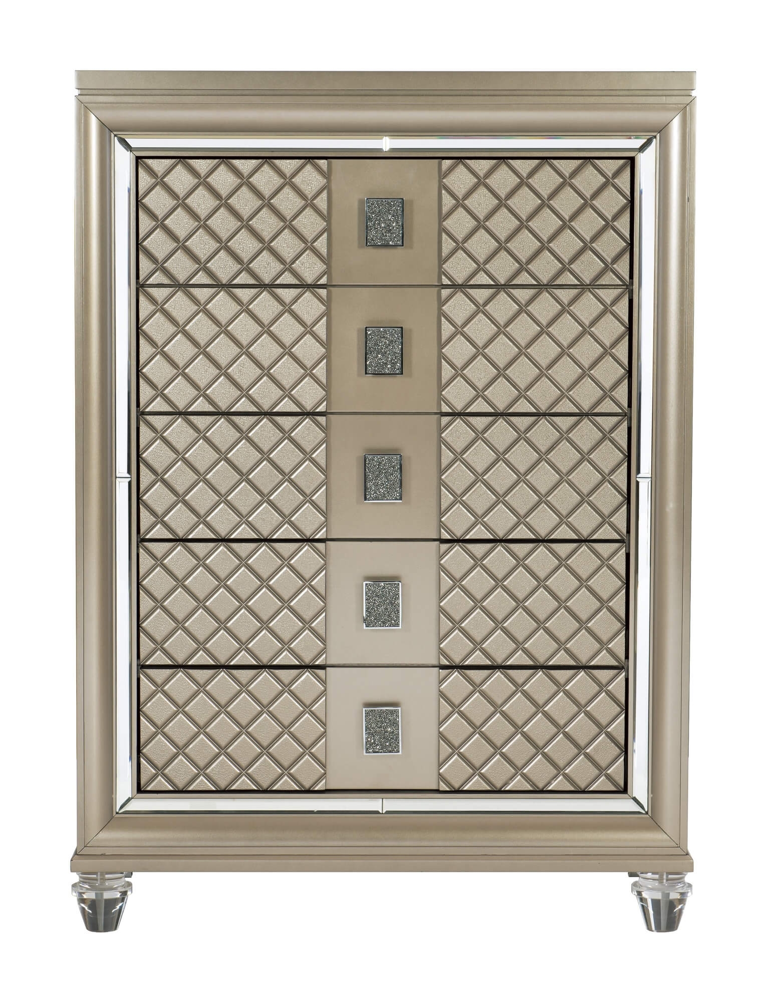 Loudon Leatherette/Mirrored/Wood Platform Bedroom Set w/ LED Lighting