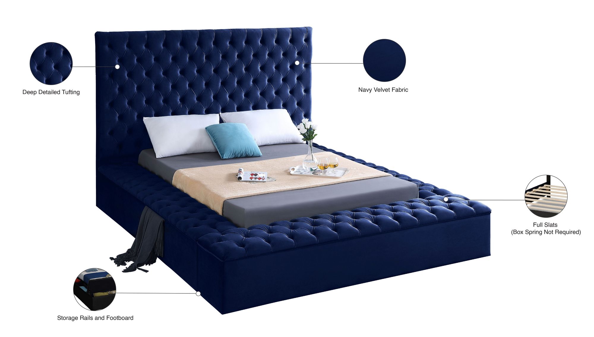 Bliss Velvet Queen Size Bed
