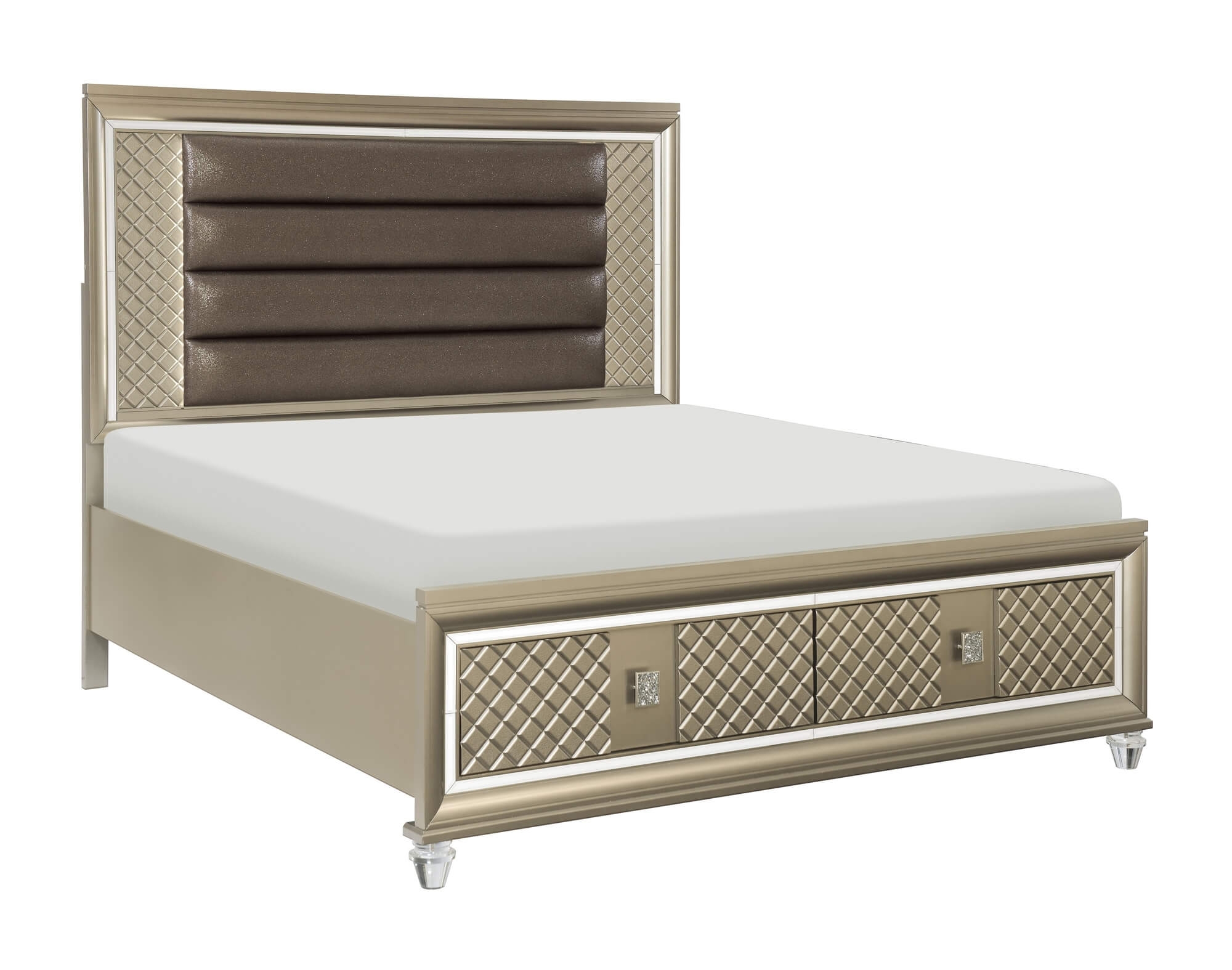 Loudon Leatherette/Mirrored/Wood Platform Bedroom Set w/ LED Lighting
