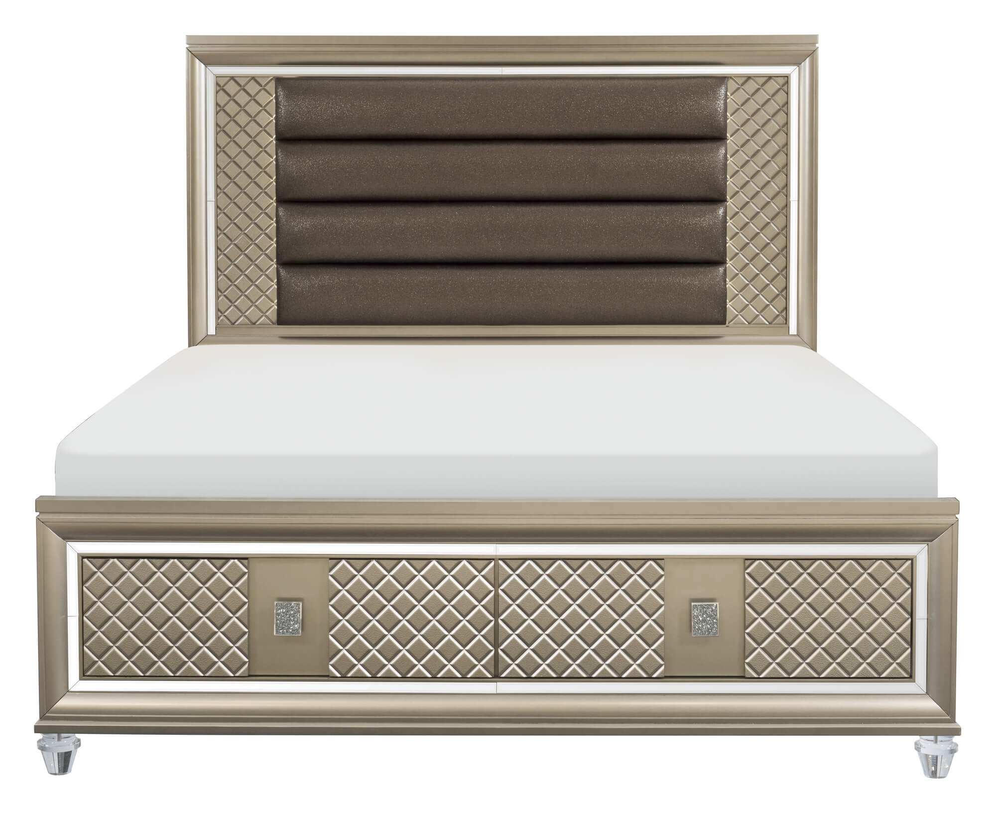 Loudon Leatherette/Mirrored/Wood Platform Bedroom Set w/ LED Lighting