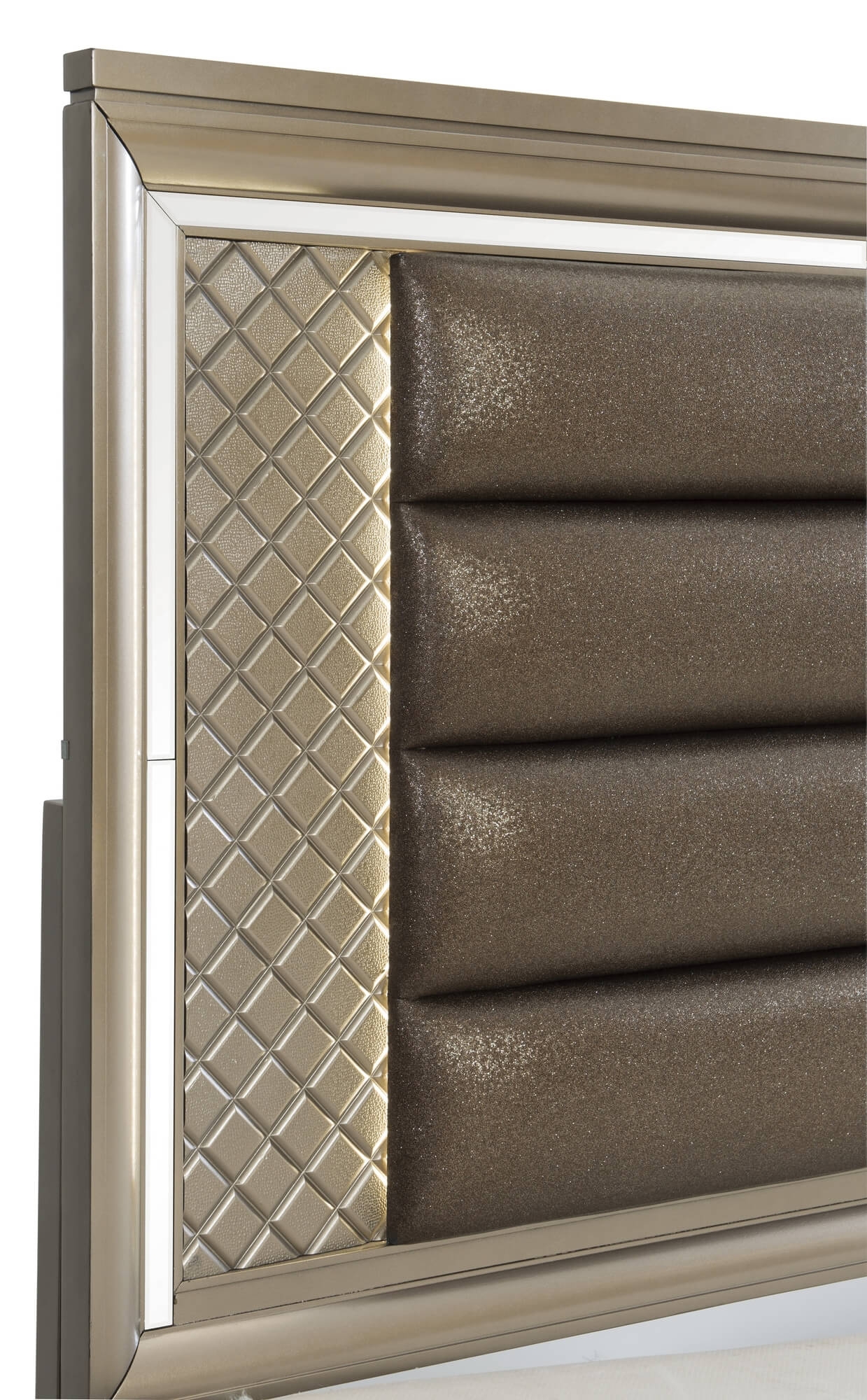 Loudon Leatherette/Mirrored/Wood Platform Storage Bed w/ LED Lighting