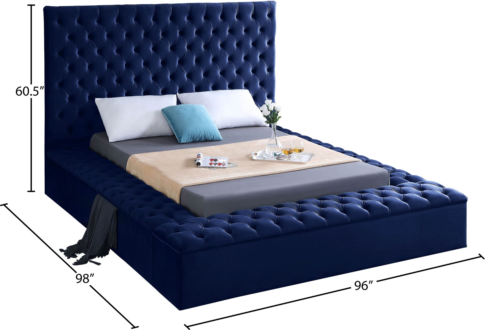 Bliss Velvet King Size Bed