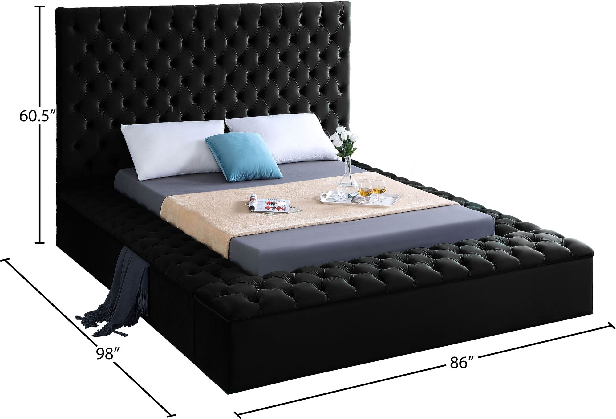 Bliss Velvet Queen Size Bed