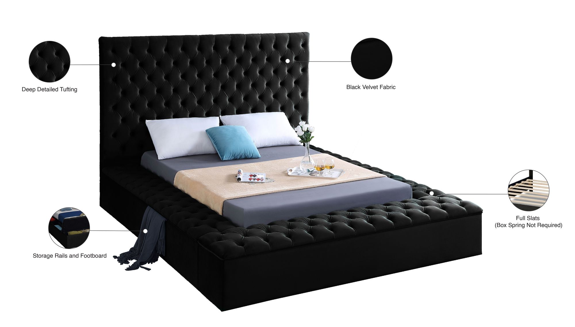 Bliss Velvet Queen Size Bed
