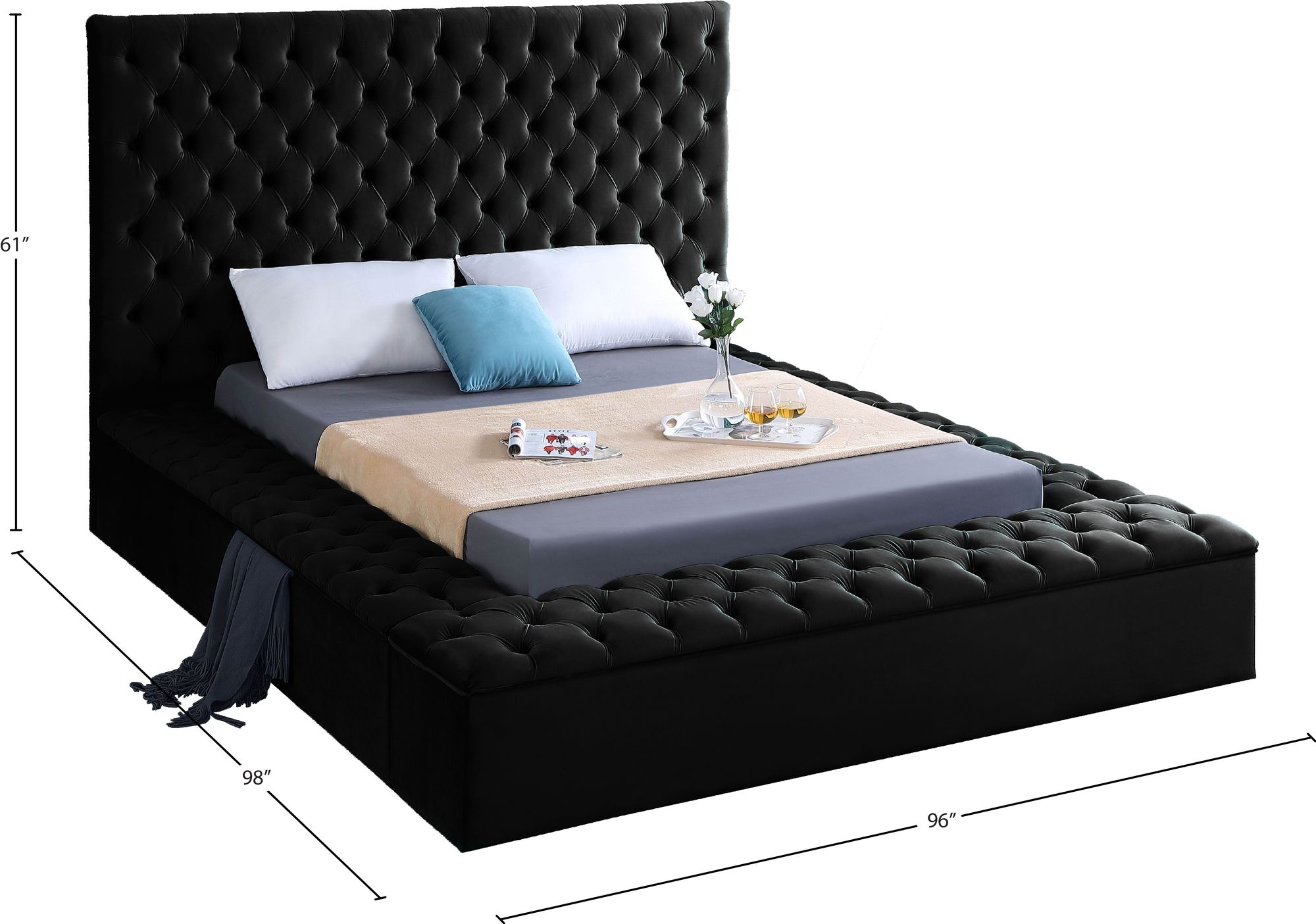 Bliss Velvet King Size Bed
