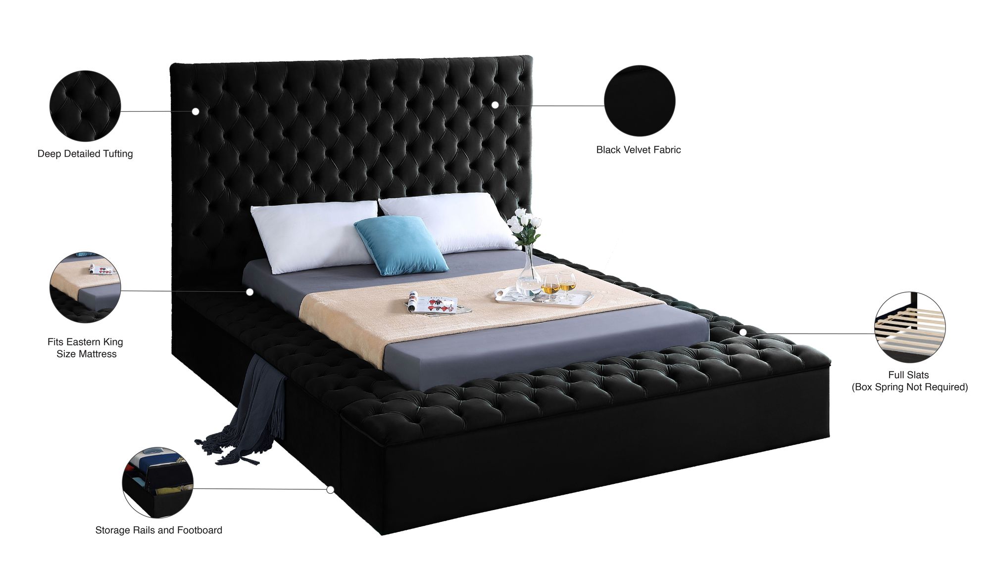 Bliss Velvet King Size Bed