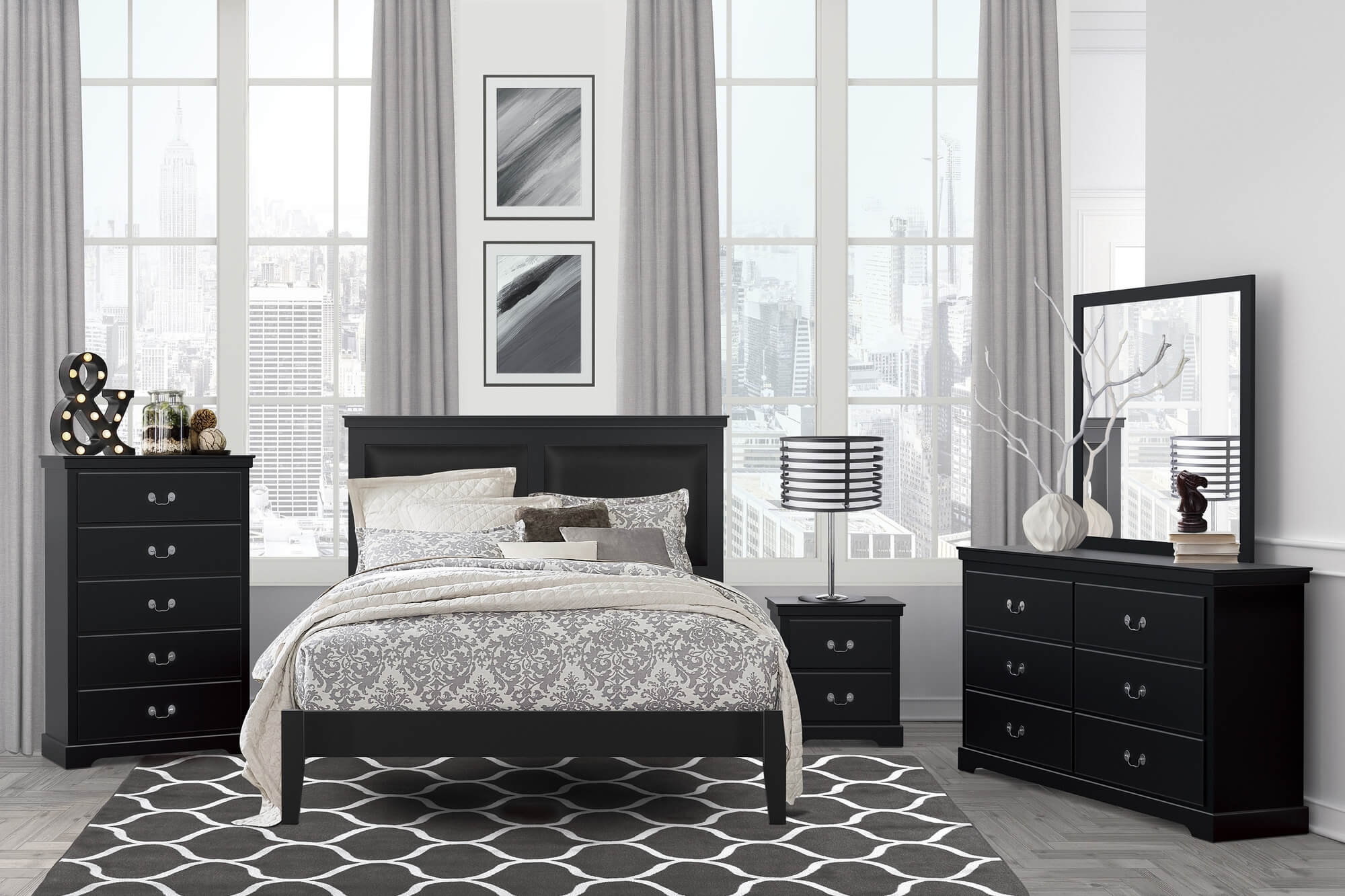 Seabright Leatherette/Wood Platform Bedroom Set