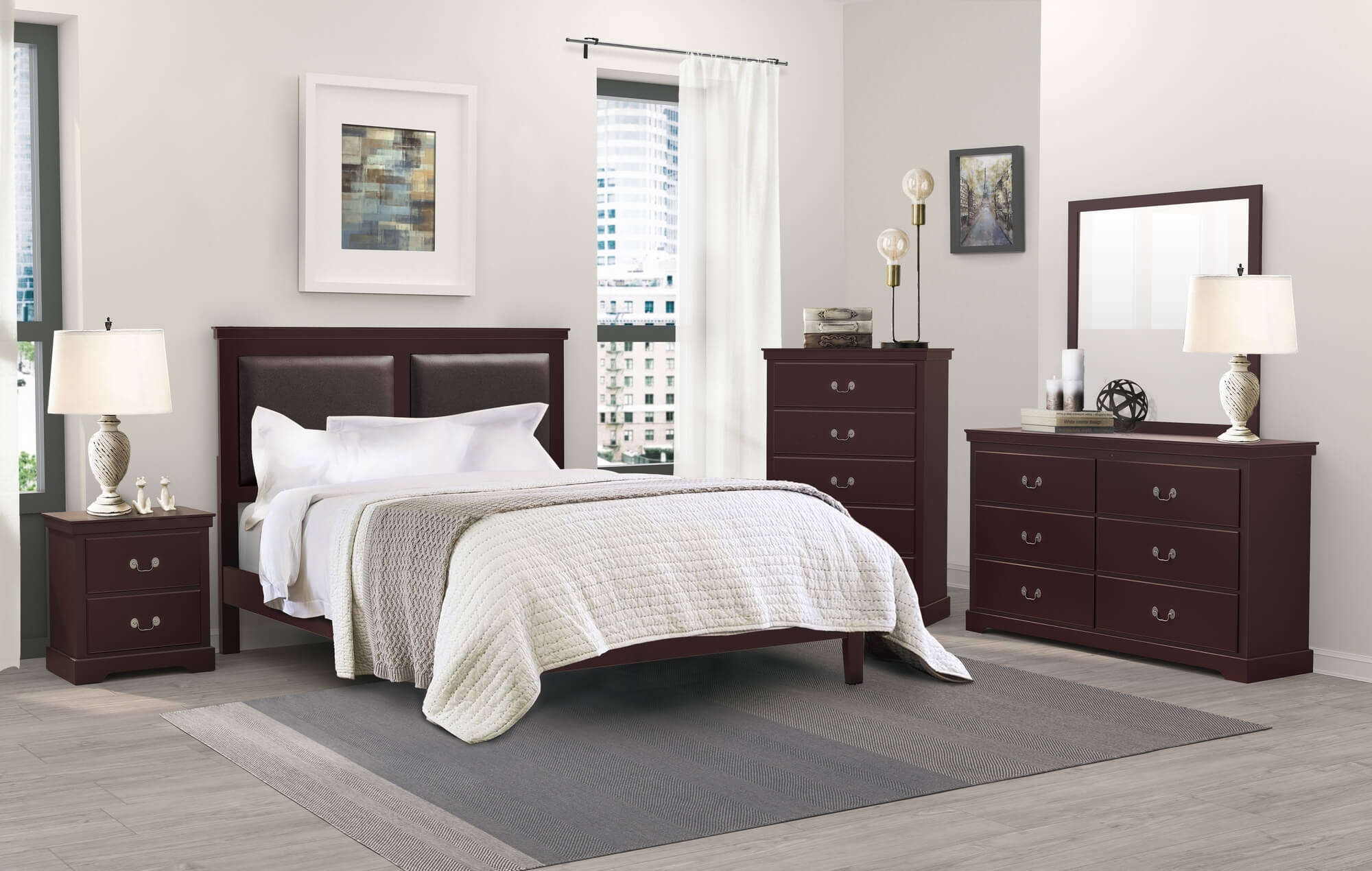 Seabright Leatherette/Wood Platform Bedroom Set