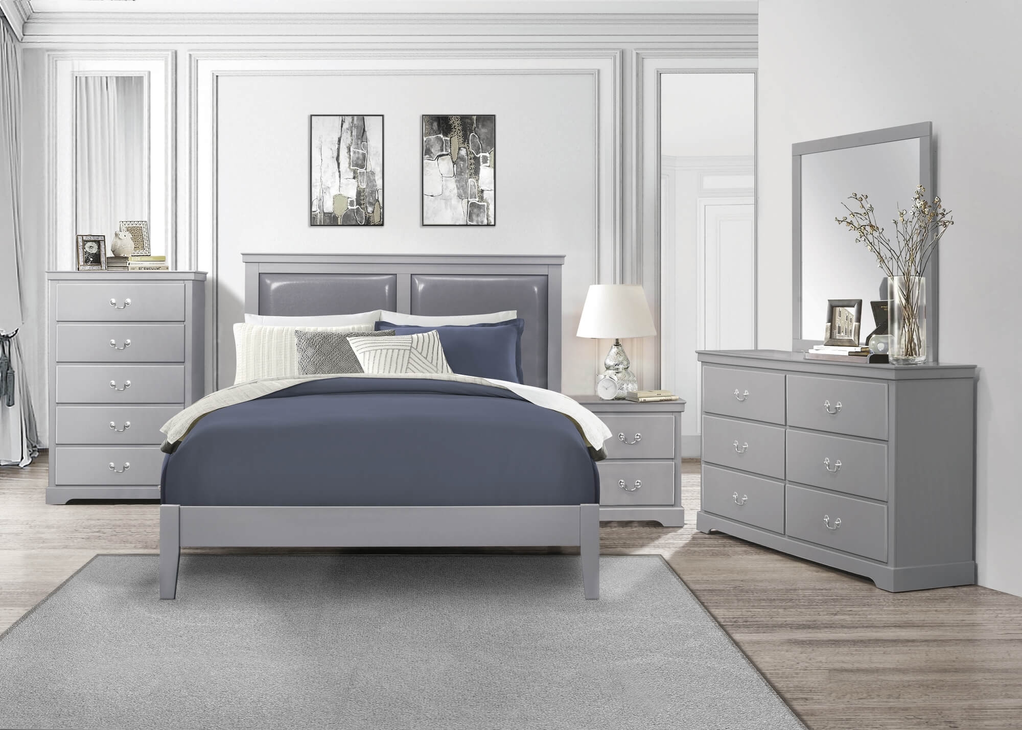 Seabright Leatherette/Wood Platform Bed, Full Size