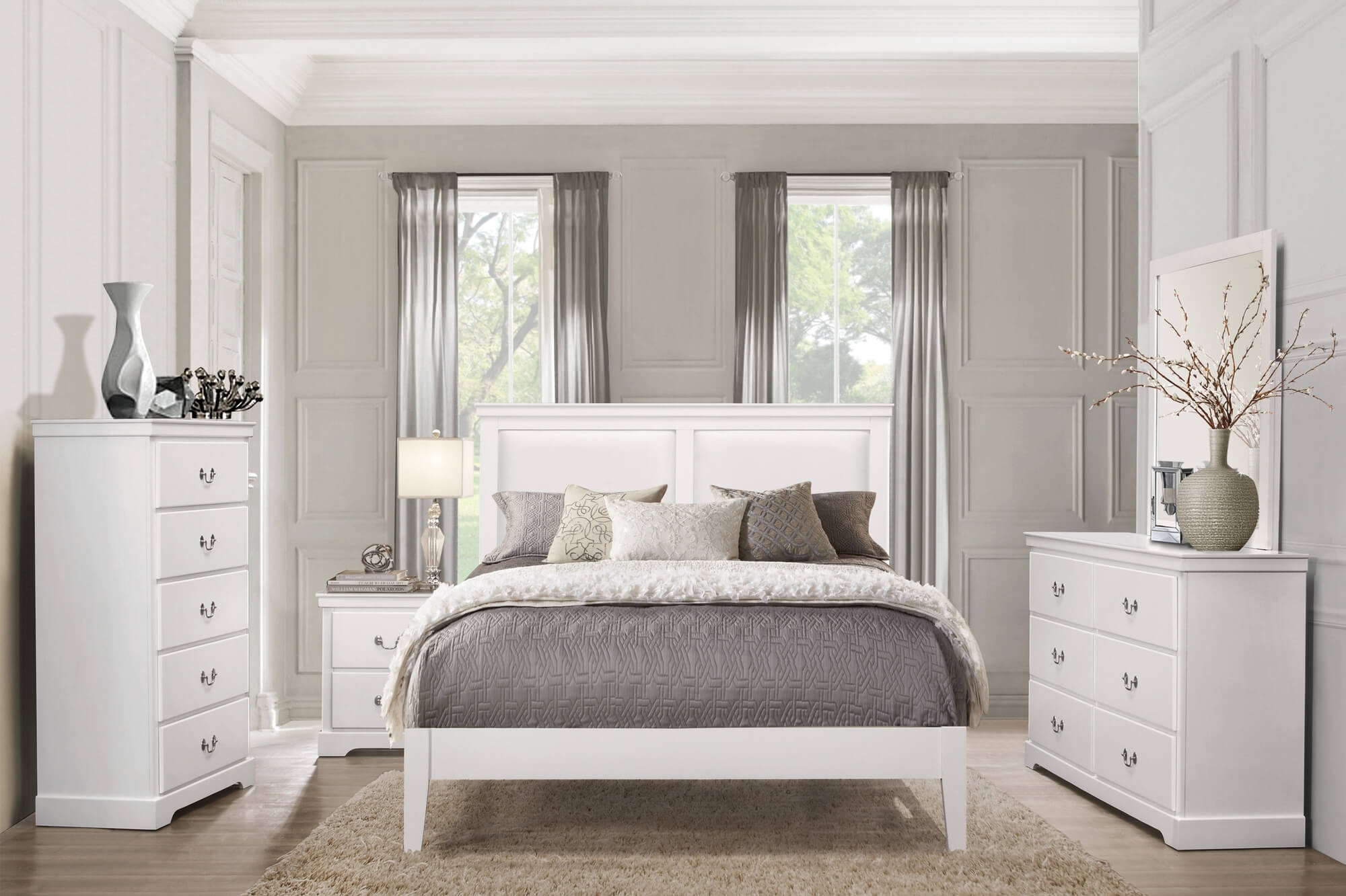Seabright Leatherette/Wood Platform Bedroom Set