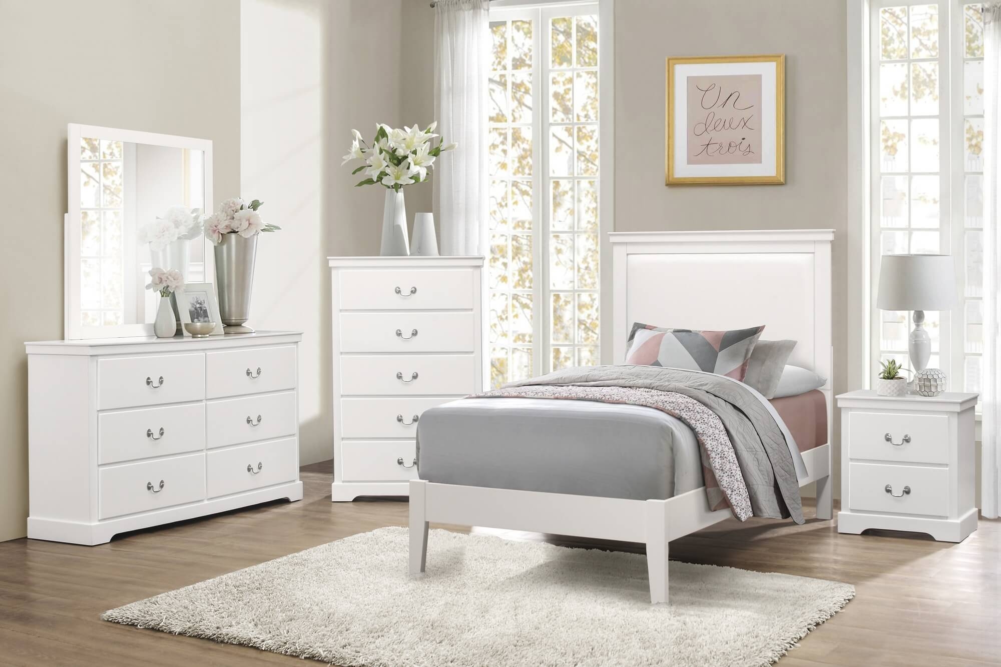 Seabright Leatherette/Wood Platform Bed, Twin Size
