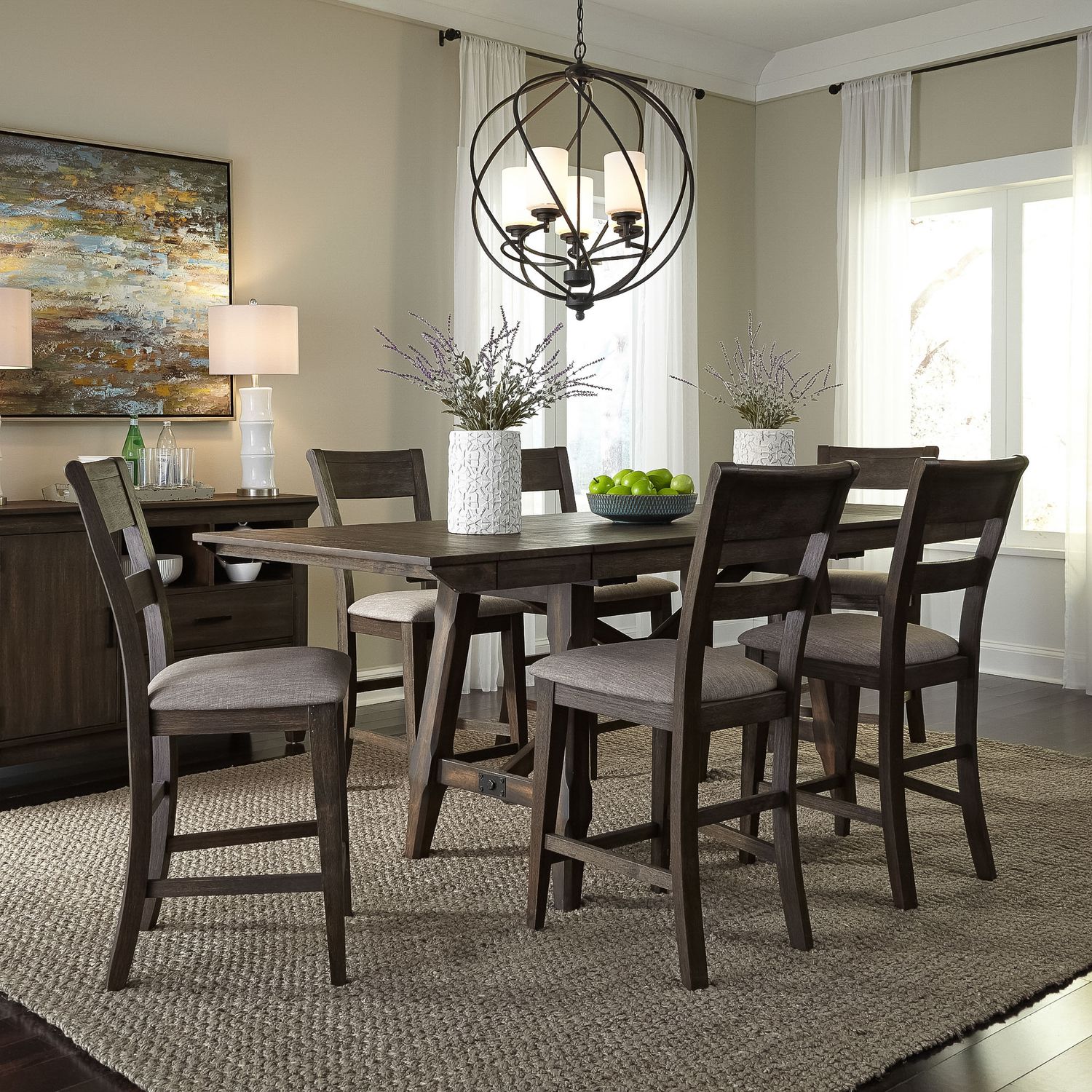 Double Bridge Linen/Wood Splat Back Counter Chair