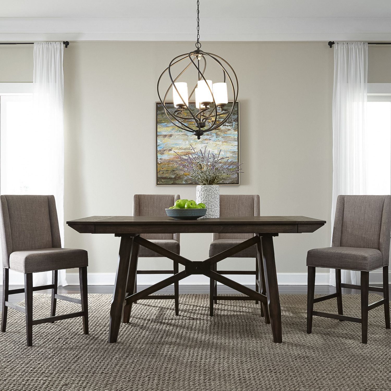Double Bridge Linen/Wood Counter Chair