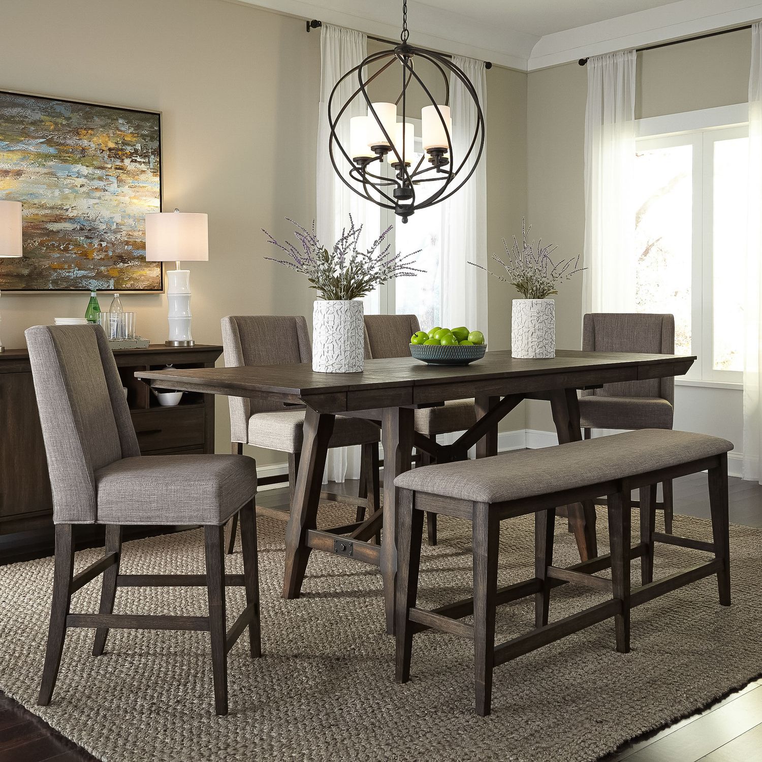 Double Bridge Linen/Wood Counter Chair