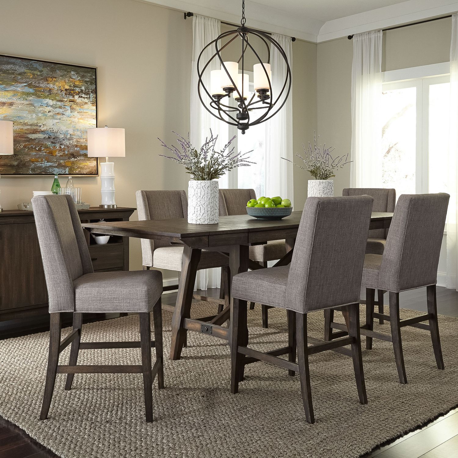 Double Bridge Extendable Gathering Dining Set | Dark Chestnut