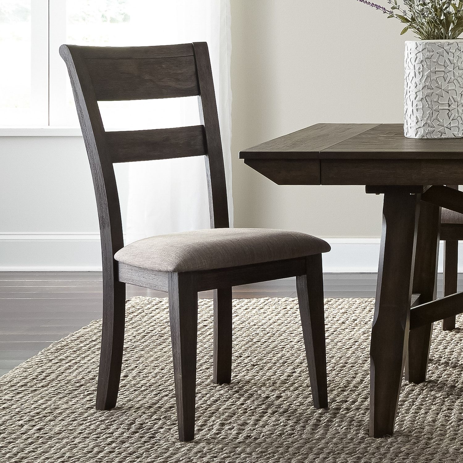 Double Bridge Linen/Wood Splat Back Side Chair