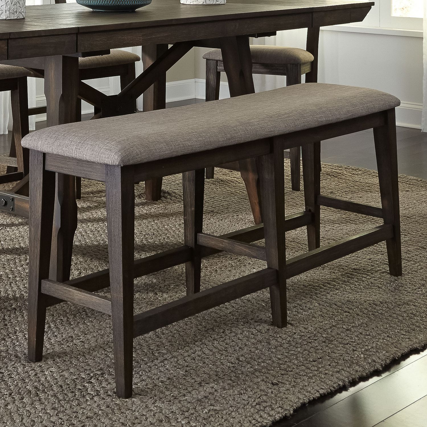 Double Bridge Linen/Wood Counter Bench
