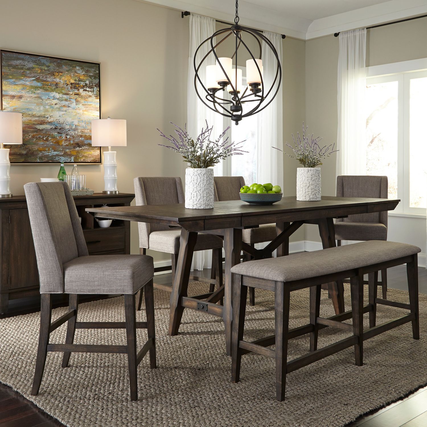 Double Bridge Rectangular Wood Extendable Gathering Table