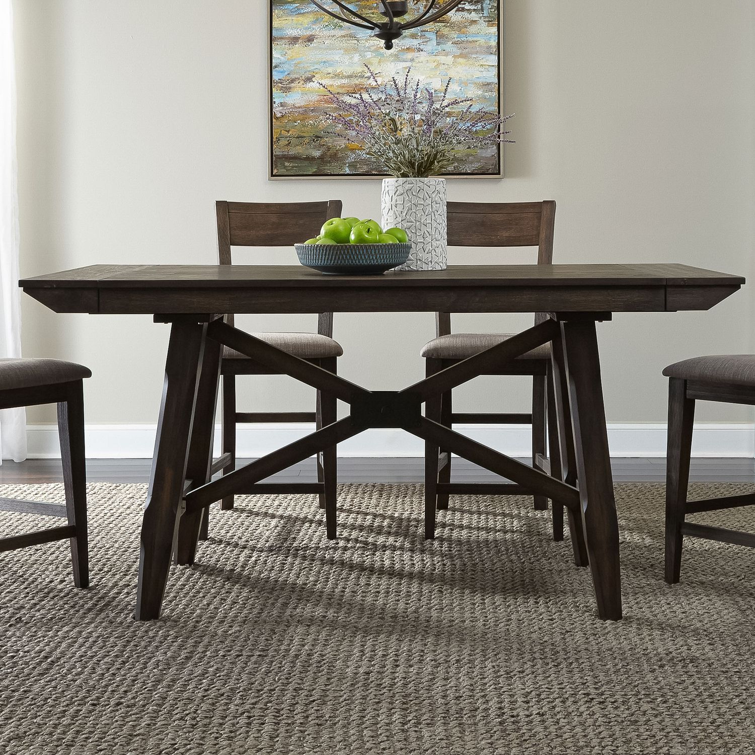 Double Bridge Extendable Gathering Dining Set | Dark Chestnut