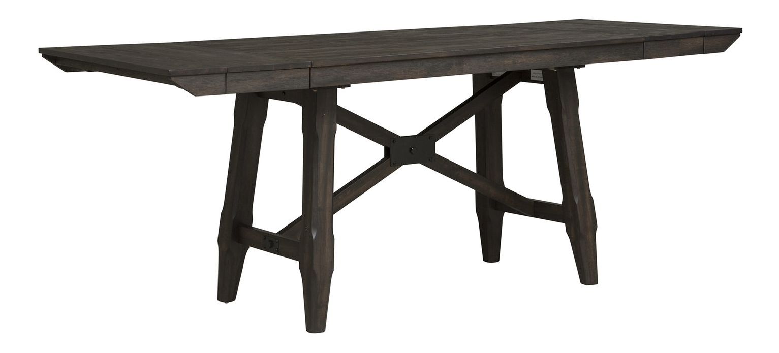 Double Bridge Rectangular Wood Extendable Trestle Table