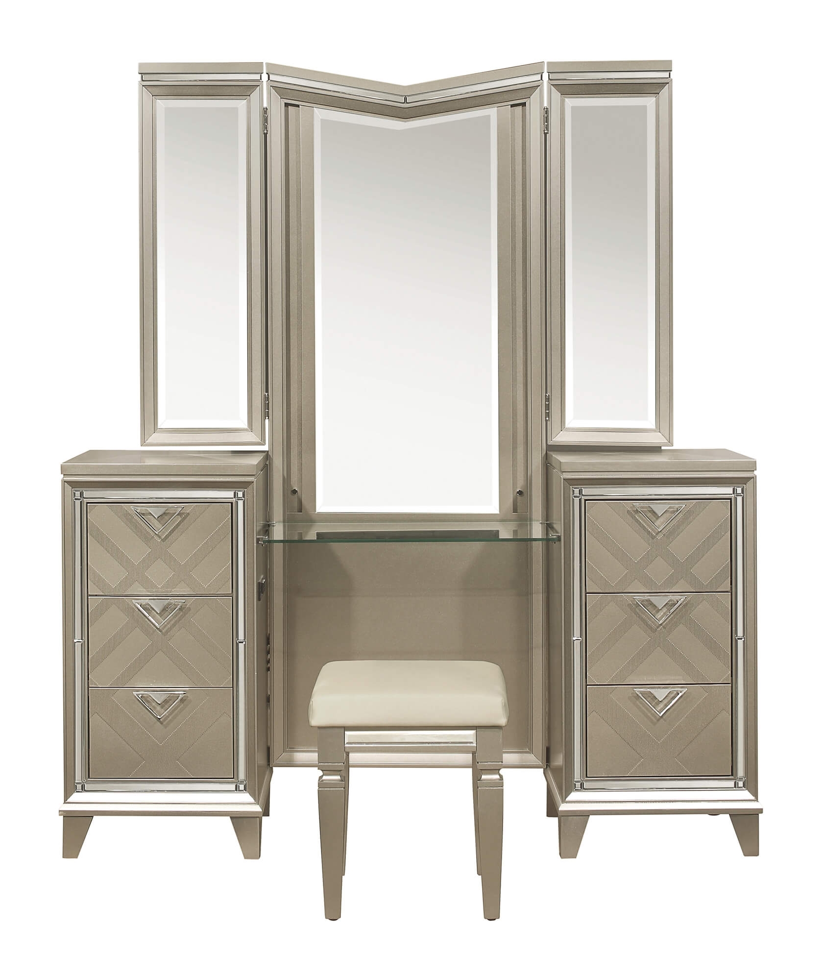 Bijou Vanity Dresser w/ Mirror & LED Lighting