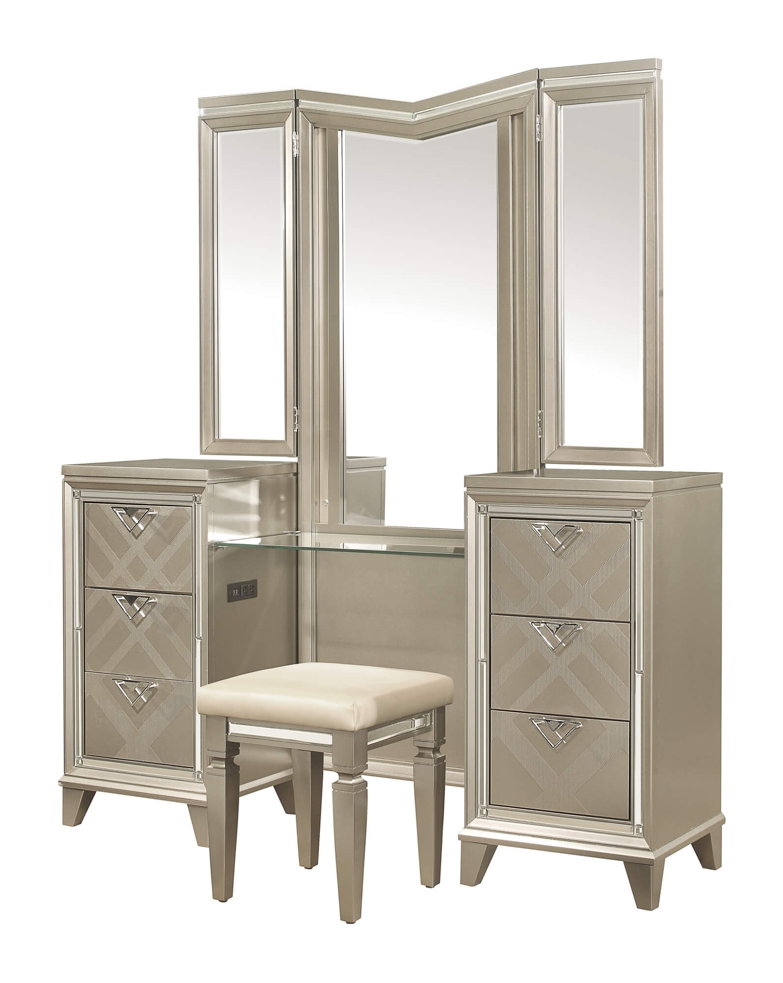 Bijou Vanity Dresser w/ Mirror & LED Lighting