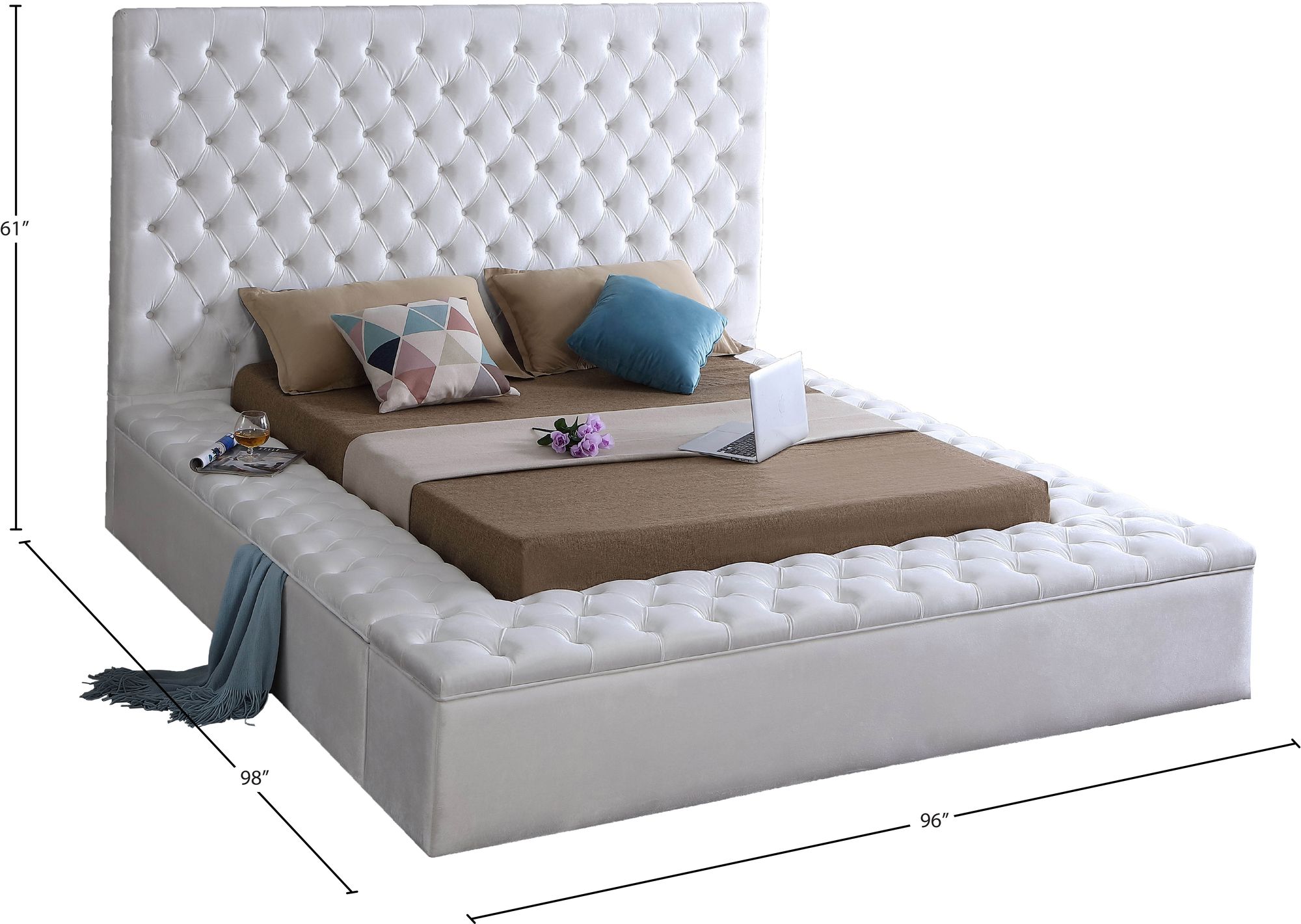 Bliss Velvet King Size Bed