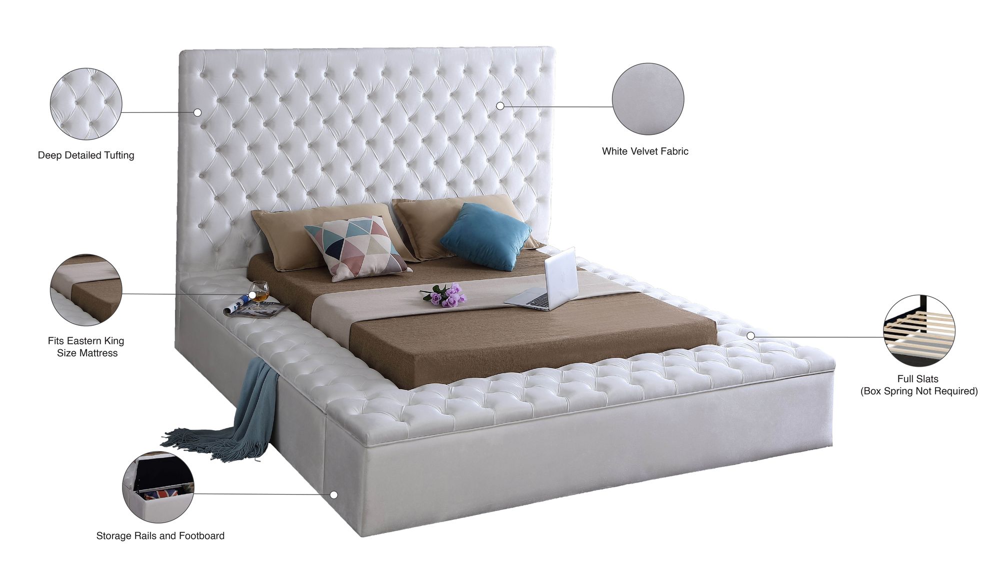 Bliss Velvet King Size Bed