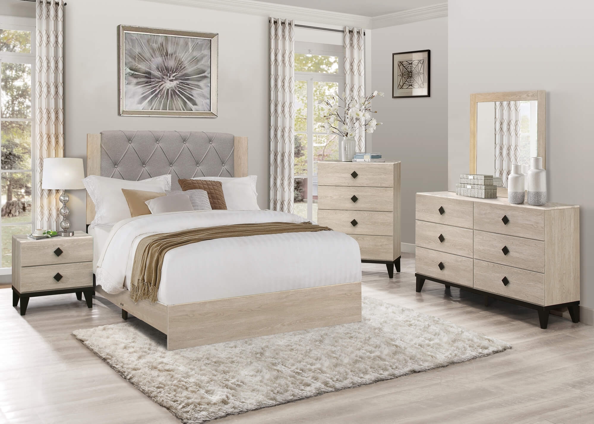 Whiting Fabric/Wood Veneer Bed in a Box, Twin Size