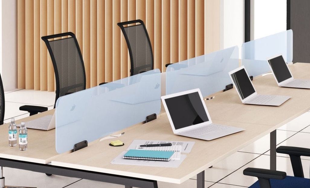 Nova 62.9" Plexiglas Desk Screen w/Fittings for Desk Bench