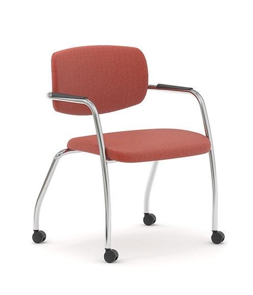 Gama Visitor Armchair, Upholstered Seat & Back, 4-leg Frame with Castors