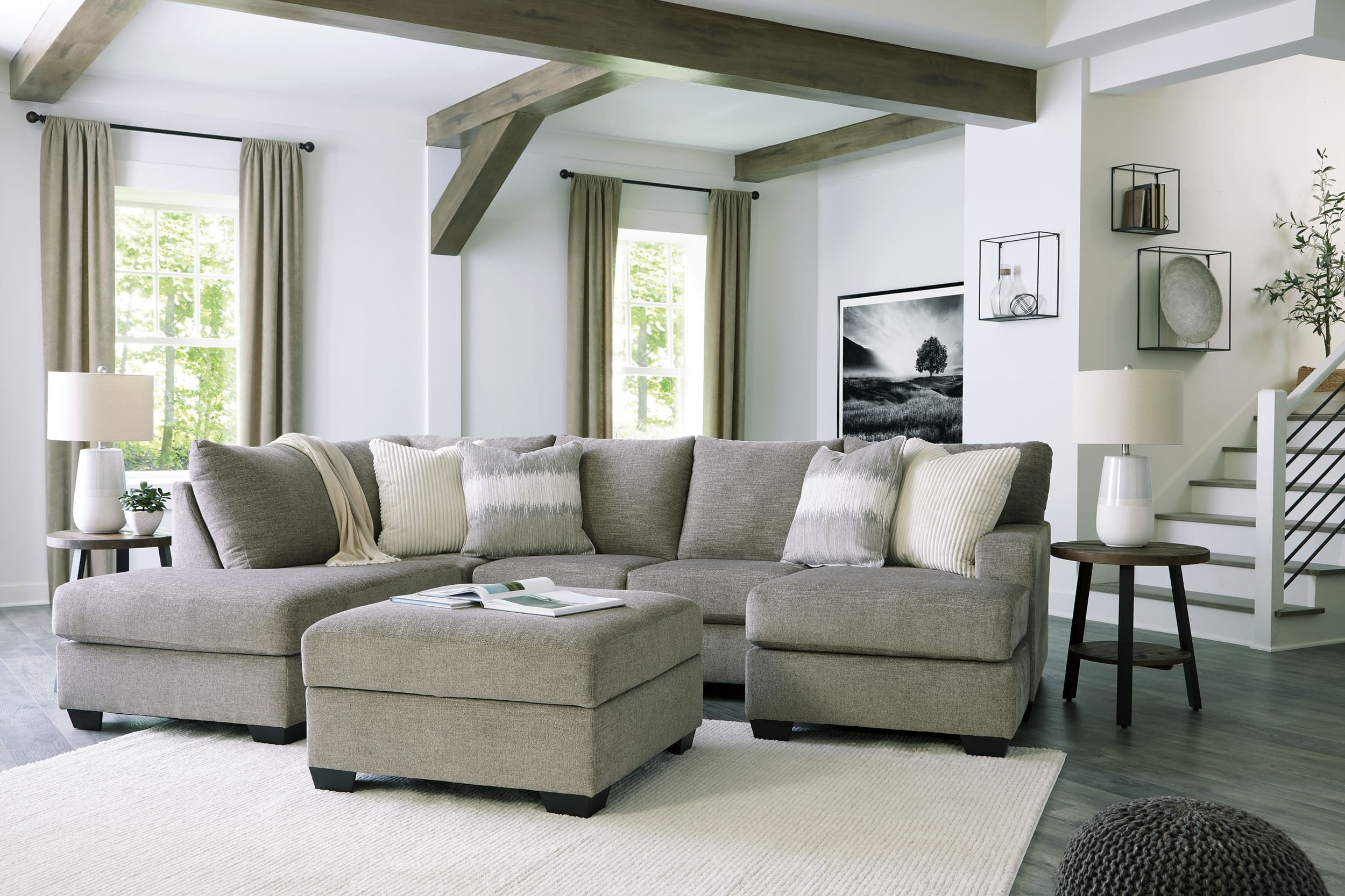 Creswell Sectional Sofa Chaise And Ottoman by Ashley