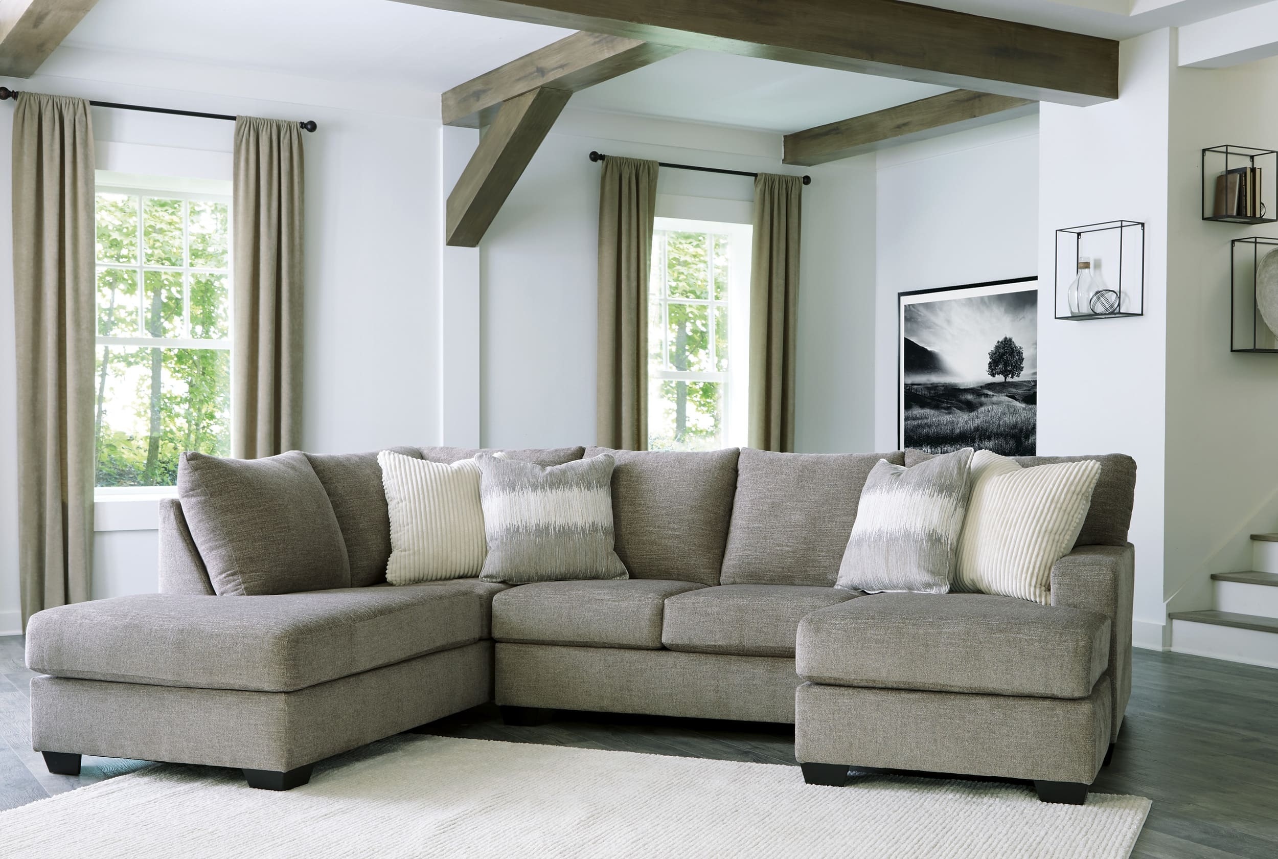 Creswell 2-Piece Polyester U-Shaped Sectional Sofa