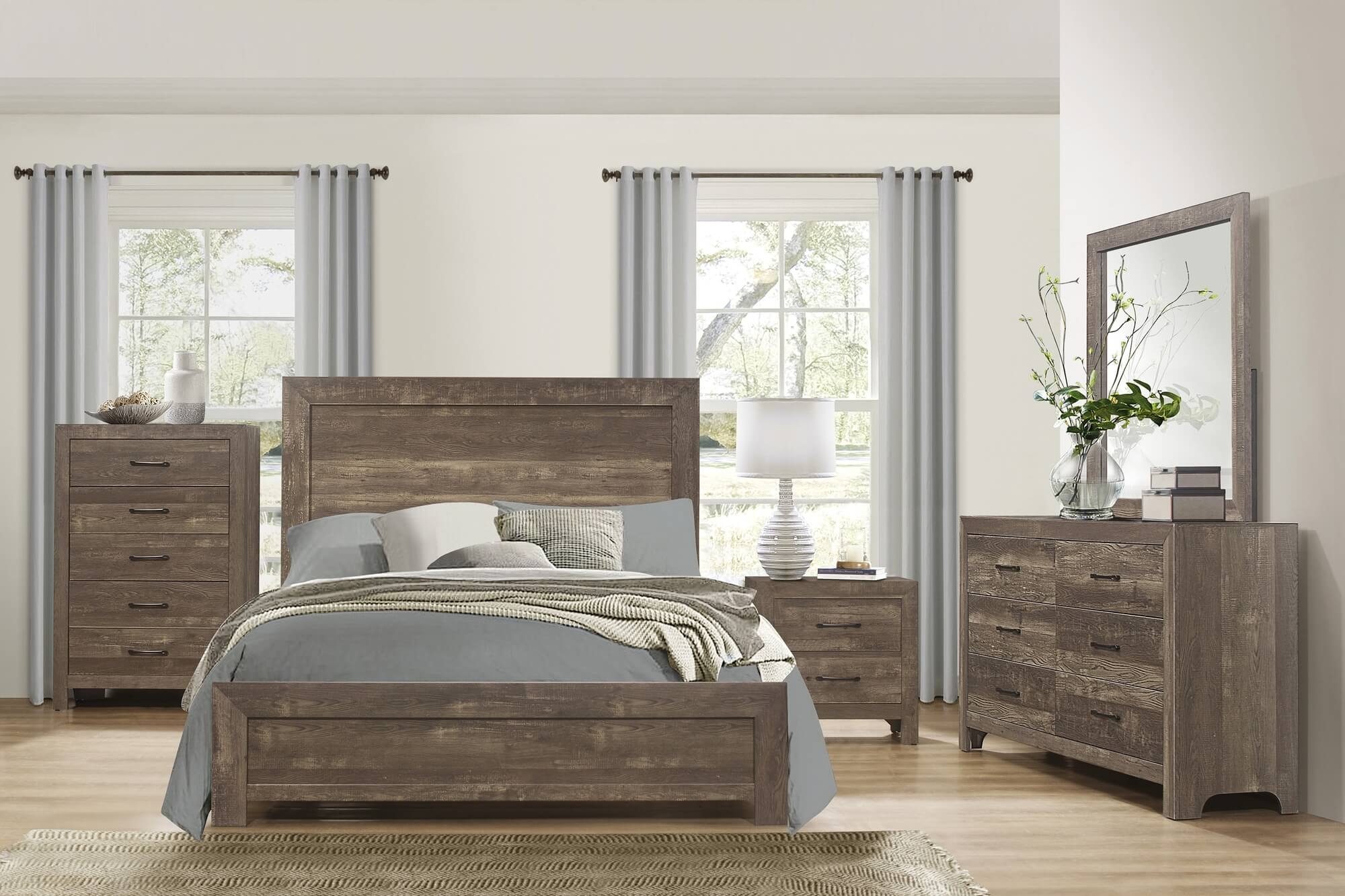 Corbin Faux Wood Veneer/Wood Panel Bed
