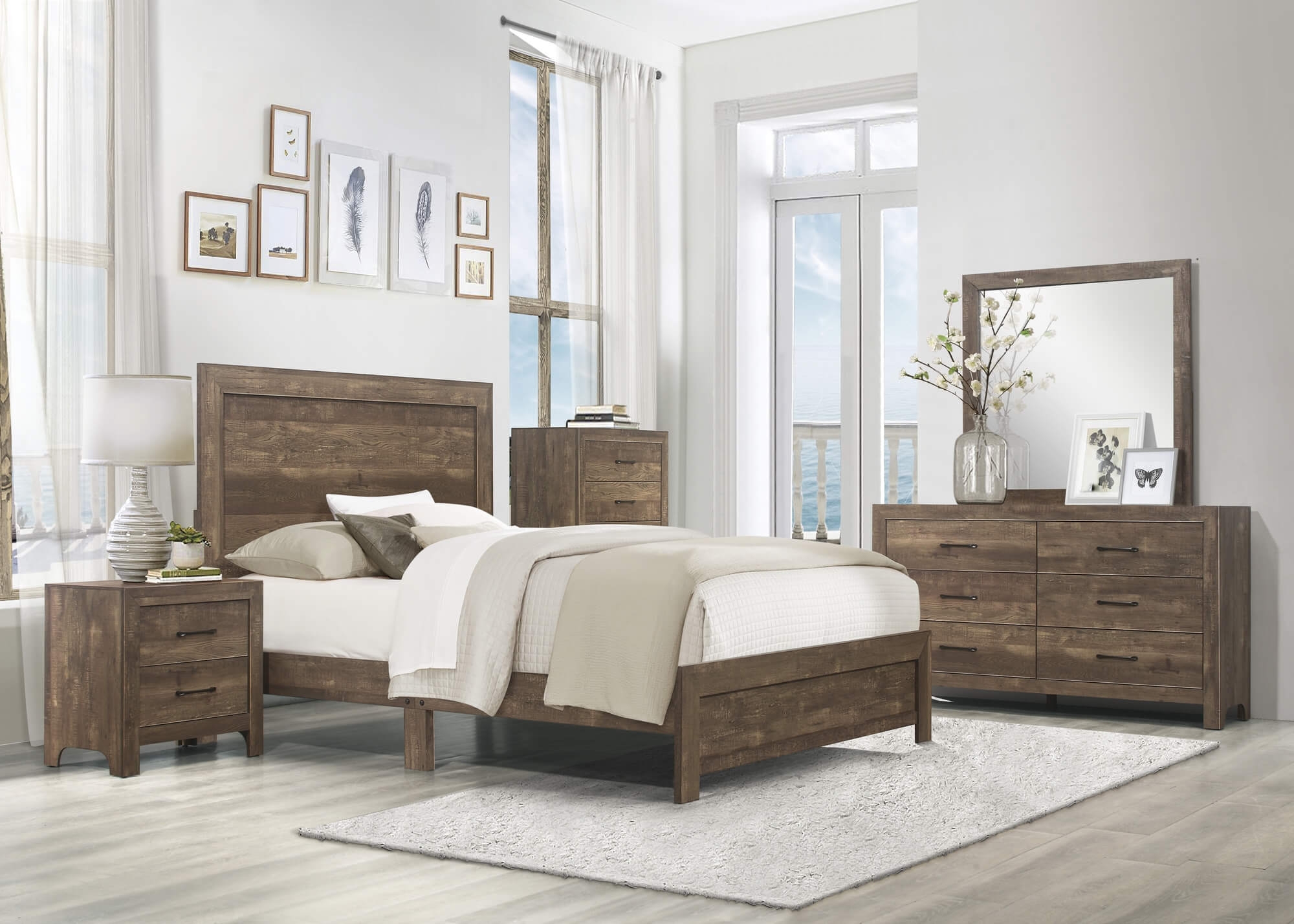 Corbin Faux Wood Veneer/Wood Panel Bed