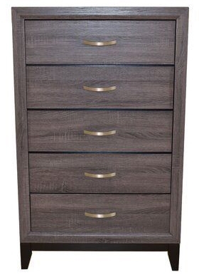 Galaxy Home Hudson 5 Drawer Chest in Foil Grey 